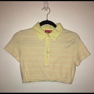 yellow collared crop top